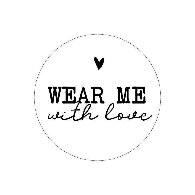 Stickers &#39;Wear me with love&#39; wit 40mm - 10 stuks-Kraaltjes van Renate