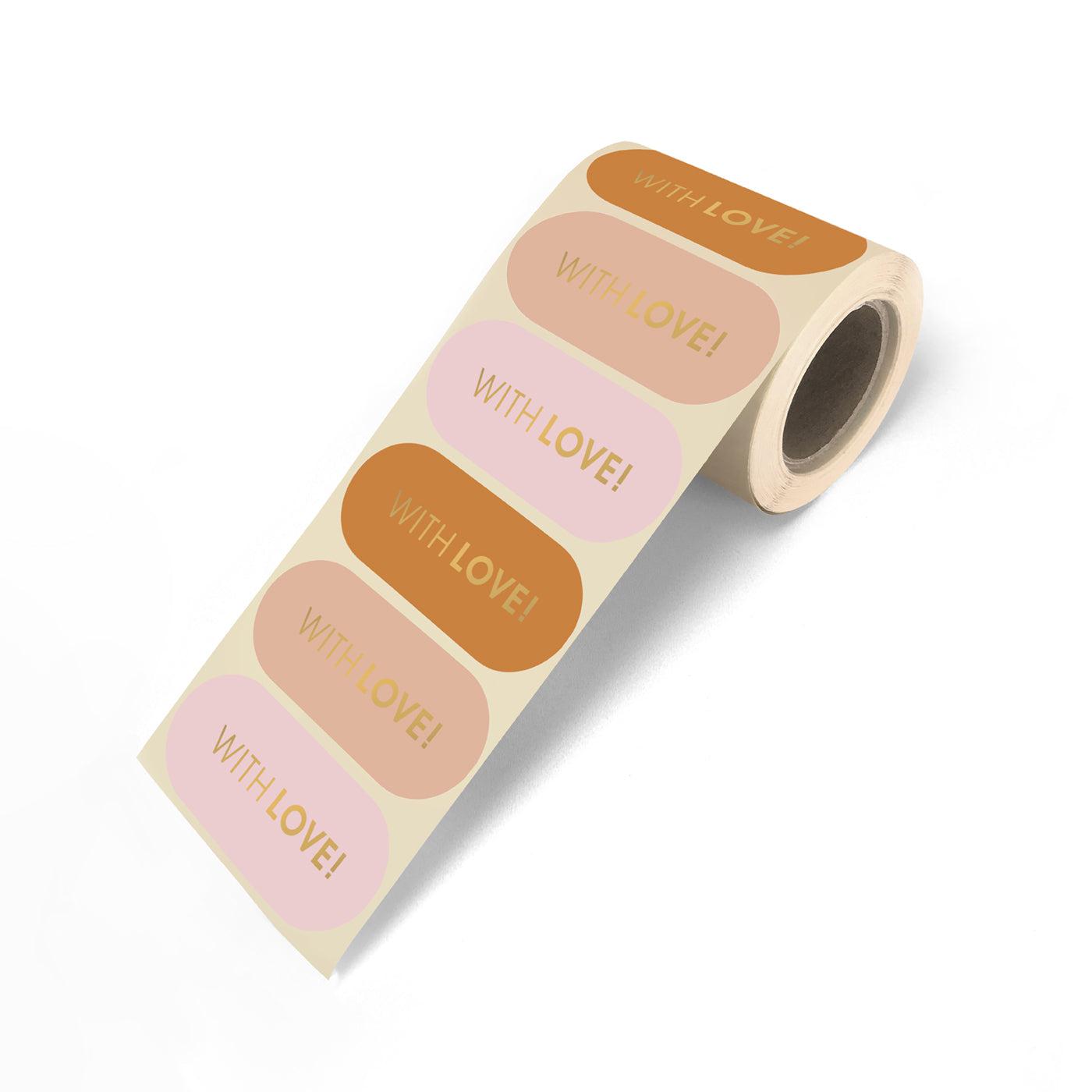 Stickers 'With love!' roze 80x30mm - 10 stuks-Gifts-Kraaltjes van Renate