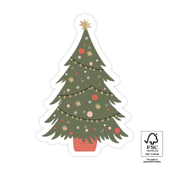 Stickers X-mas tree die cut gold 55x81mm - 8 stuks-Gifts-Kraaltjes van Renate