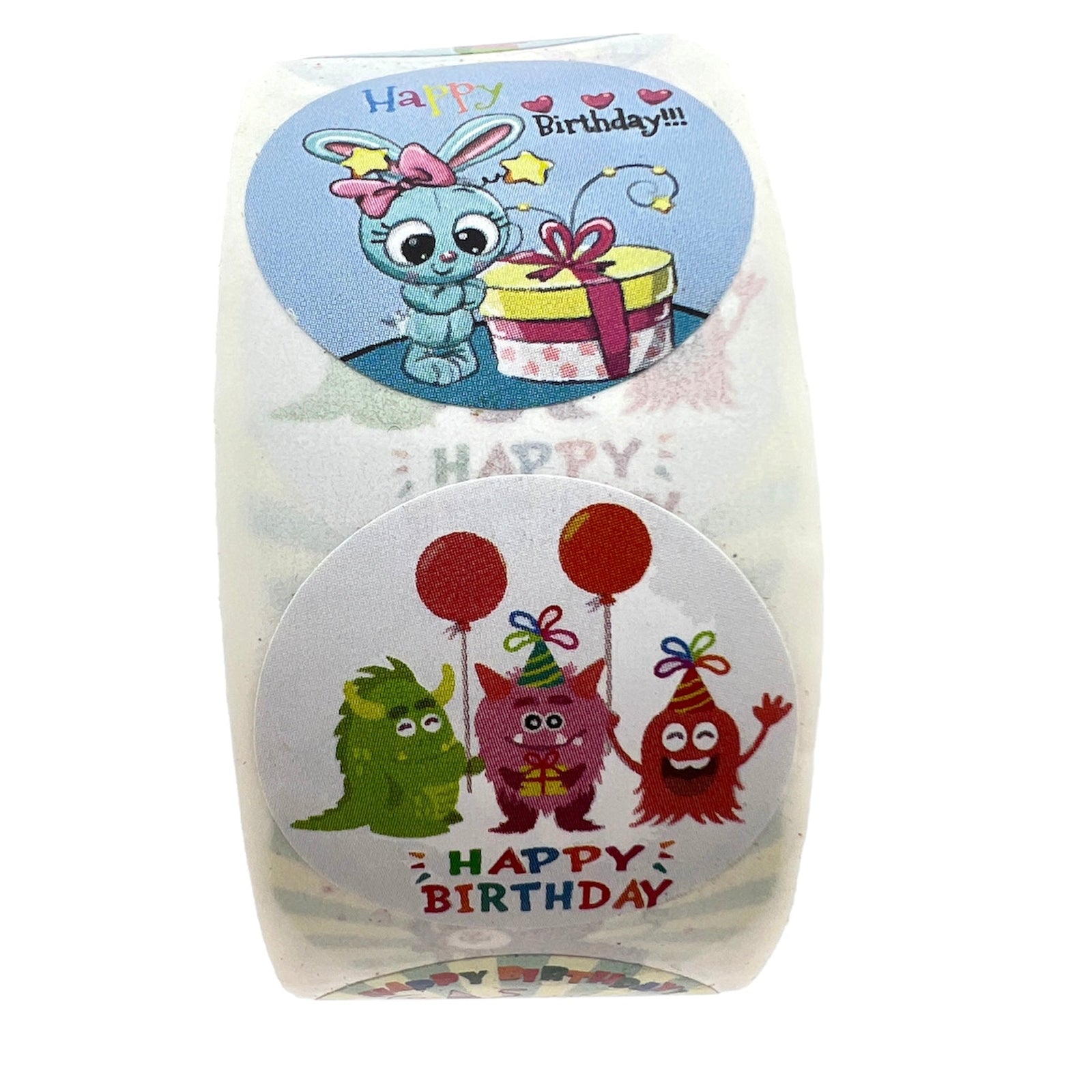 Stickers 'birthday' gekleurd 25mm - per rol-Gifts-Kraaltjes van Renate