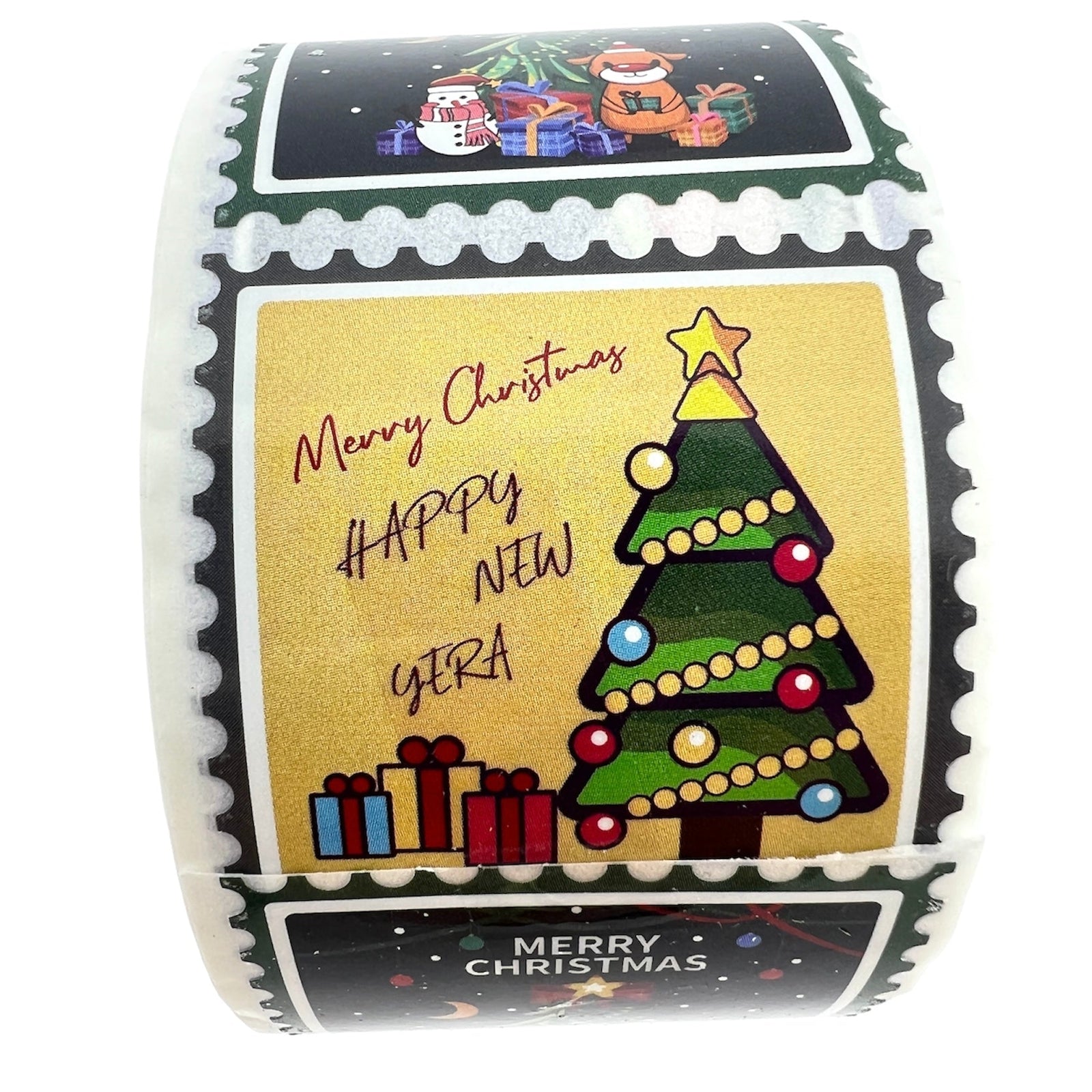 Stickers christmas thema zegels 38mm - per rol-Gifts-Kraaltjes van Renate