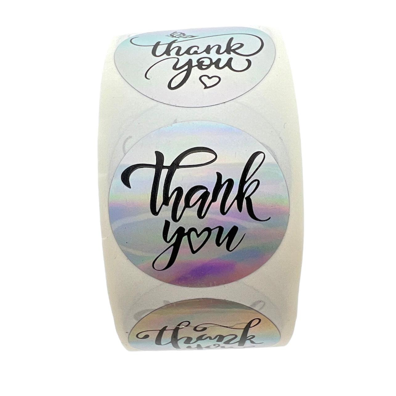 Stickers "thank you'' metallic black 25mm - per rol-Gifts-Kraaltjes van Renate