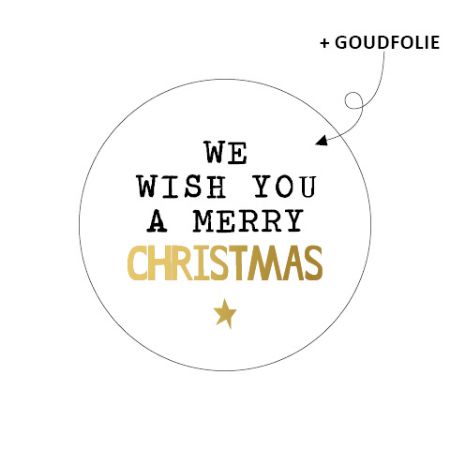 Stickers we wish you a merry christmas wit/goud 40mm - 10 stuks-Gifts-Kraaltjes van Renate