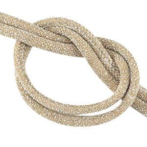 Stitched elastisch lint Ibiza glitter Nude beige - 30cm-koord-Kraaltjes van Renate