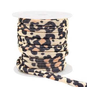 Stitched elastisch lint leopard Beige-brown - 30cm-Kraaltjes van Renate