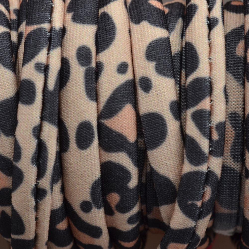 Stitched elastisch lint leopard Beige-brown - 30cm-Kraaltjes van Renate