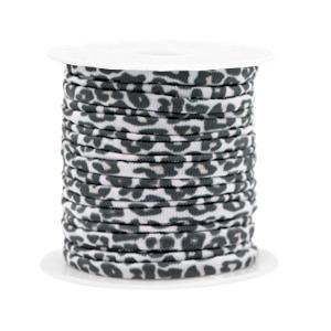 Stitched elastisch lint leopard Beige-white - 30cm-Kraaltjes van Renate