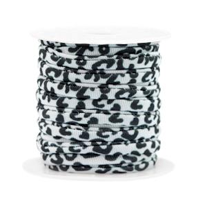 Stitched elastisch lint leopard Black-white - 30cm-Kraaltjes van Renate