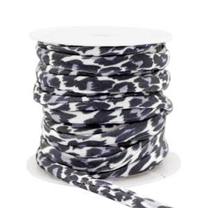 Stitched elastisch lint leopard Grey-black - 30cm-Kraaltjes van Renate