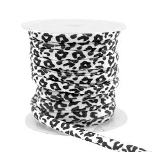 Stitched elastisch lint leopard White-black - 30cm-Kraaltjes van Renate