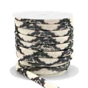 Stitched elastisch lint snake Beige-Black - 30cm-Kraaltjes van Renate