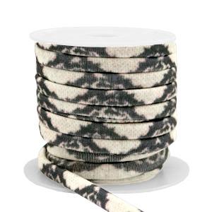 Stitched elastisch lint snake Beige-black - 30cm-Kraaltjes van Renate
