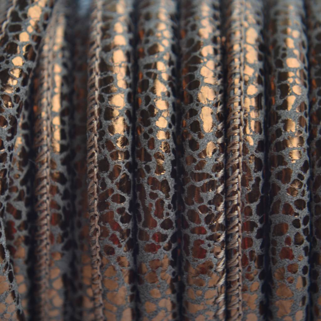 Stitched leer PQ brons snake 4mm - per cm-Kraaltjes van Renate