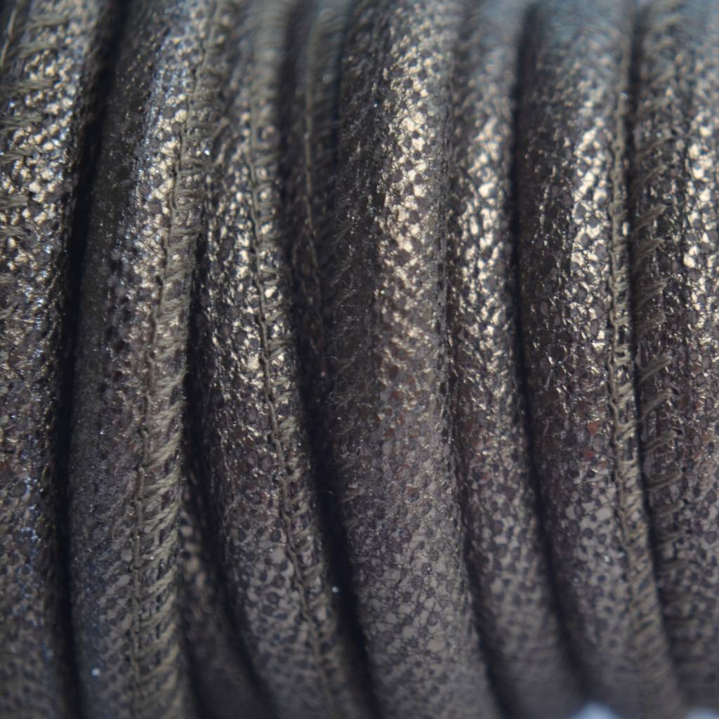 Stitched leer PQ bruin goud metallic 6mm - per cm-Kraaltjes van Renate
