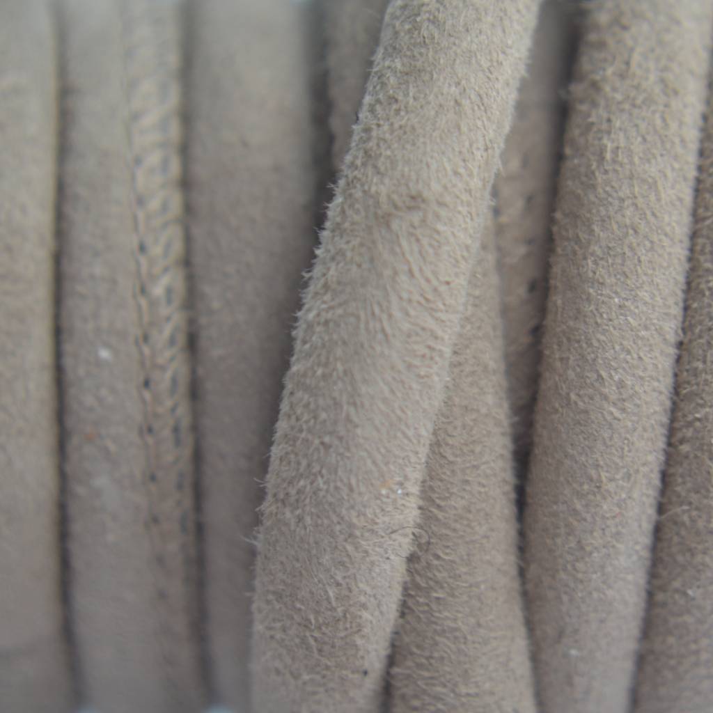 Stitched leer PQ suede taupe 6mm - per cm-Kraaltjes van Renate