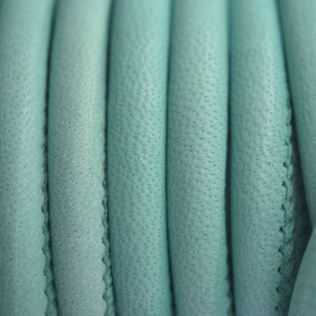 Stitched leer PQ turquoise groen 6mm - per cm-Kraaltjes van Renate