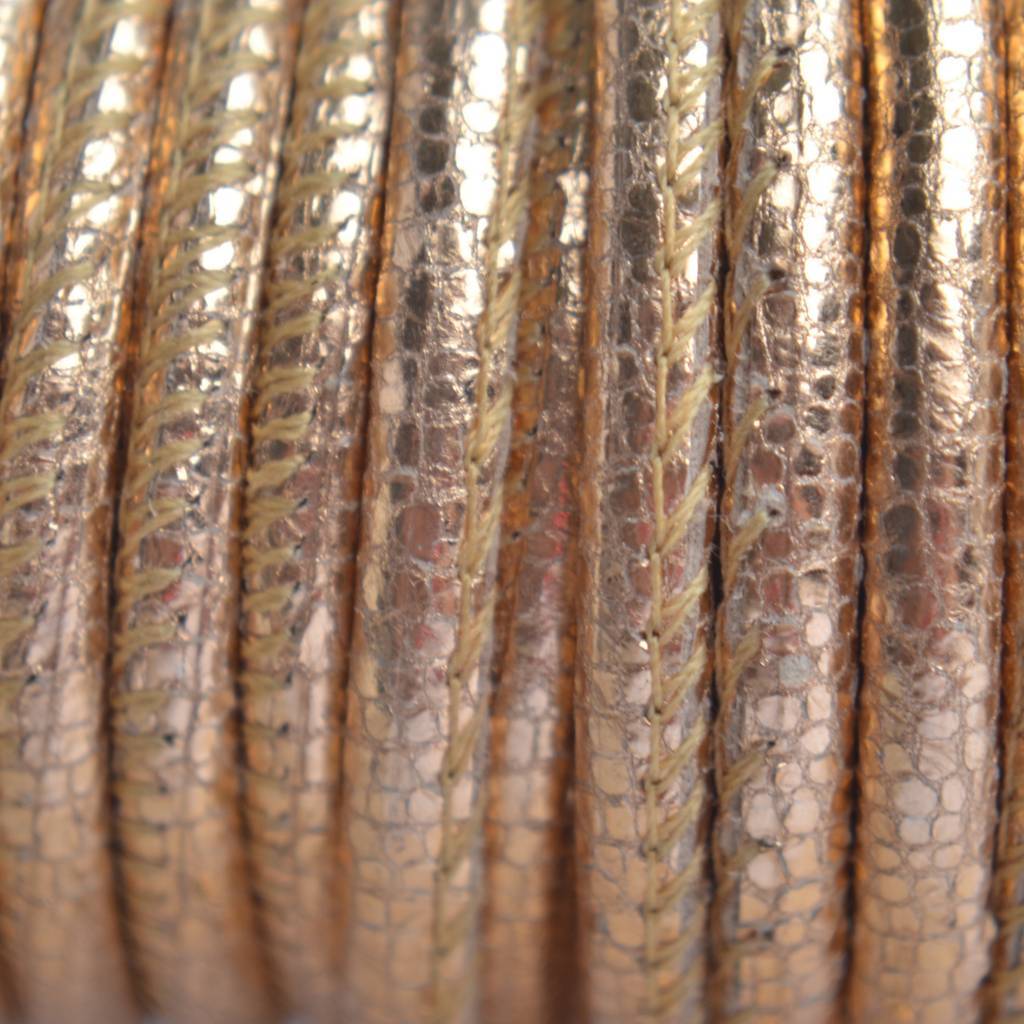 Stitched leer PQ vintage rosegoud metallic 4mm - per cm-Kraaltjes van Renate