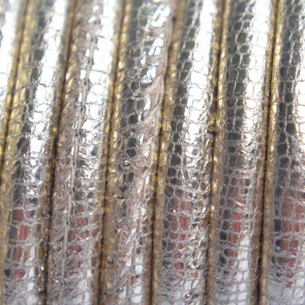 Stitched leer PQ zilver goud metallic 6mm - per cm-Kraaltjes van Renate