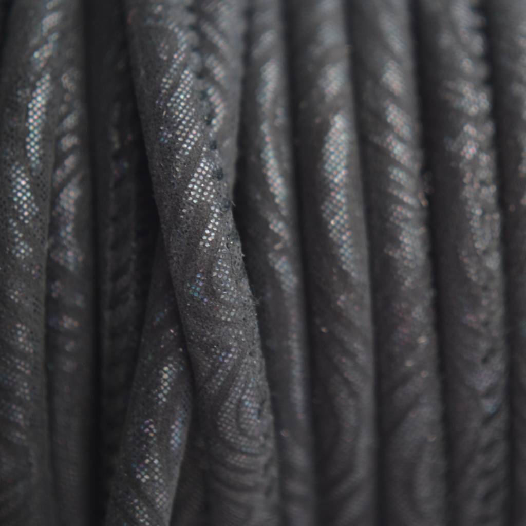 Stitched leer PQ zwart blauw metallic 4mm - per cm-Kraaltjes van Renate
