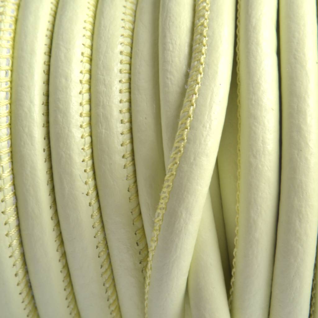 Stitched nappa PQ leer rond licht lime 4mm - prijs per cm-Kraaltjes van Renate