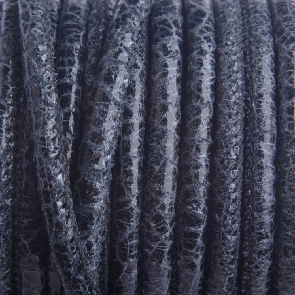 Stitched nappa leer PQ Antraciet Zwart crackle 4mm - prijs per cm-Kraaltjes van Renate