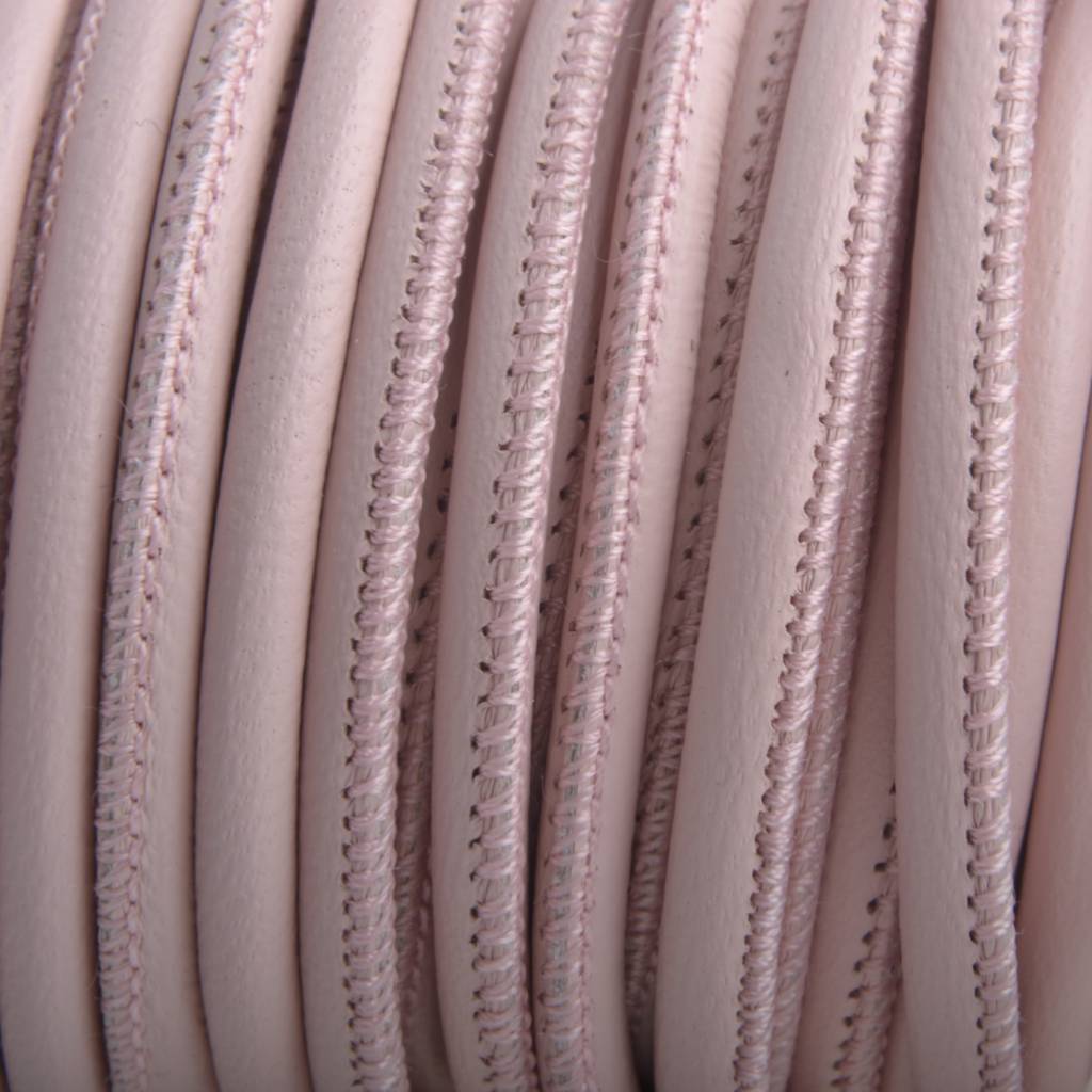 Stitched nappa leer PQ Licht Roze 4mm - prijs per cm-Kraaltjes van Renate
