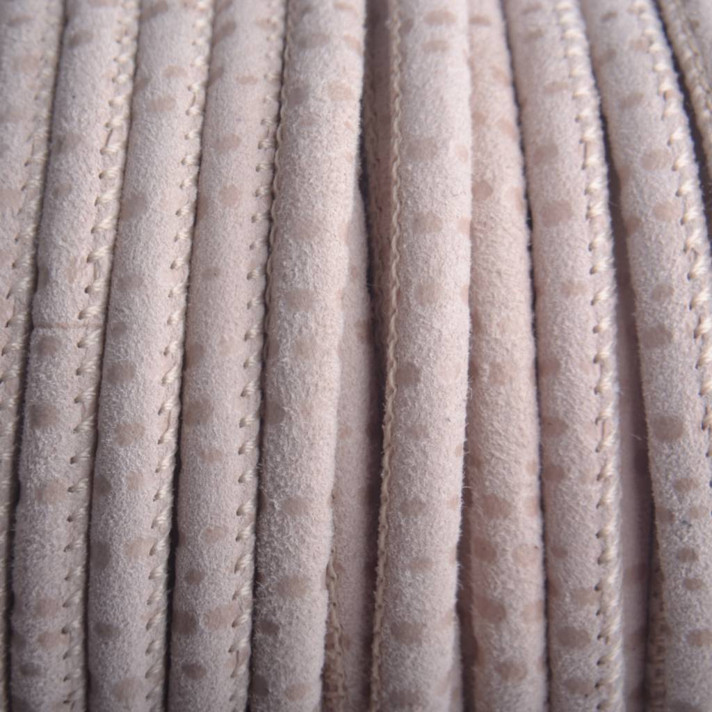 Stitched nappa leer PQ Nude Beige 4mm - prijs per cm-Kraaltjes van Renate