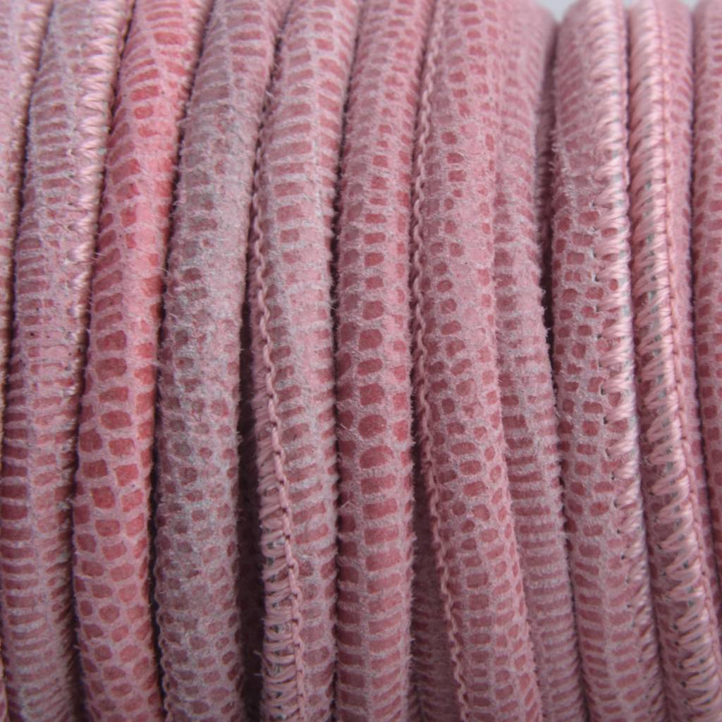 Stitched nappa leer PQ Pink snake 4mm - prijs per cm-Kraaltjes van Renate
