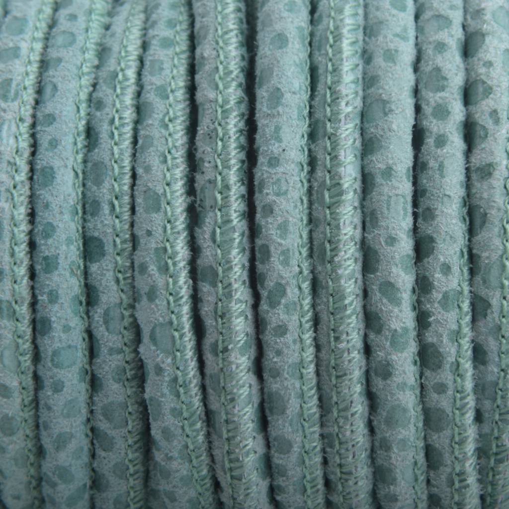 Stitched nappa leer PQ Seagreen spots 4mm - prijs per cm-Kraaltjes van Renate