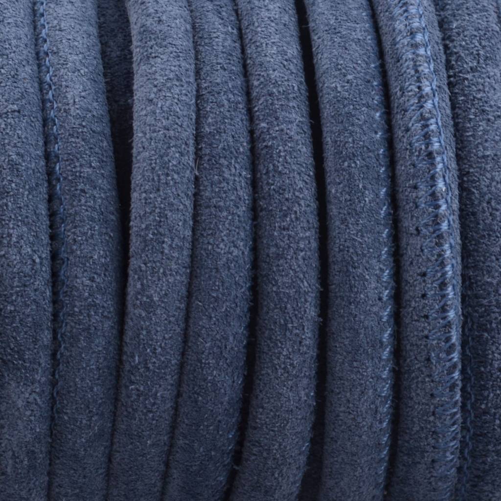 Stitched nappa leer PQ Suede jeans blue 4mm - prijs per cm-Kraaltjes van Renate