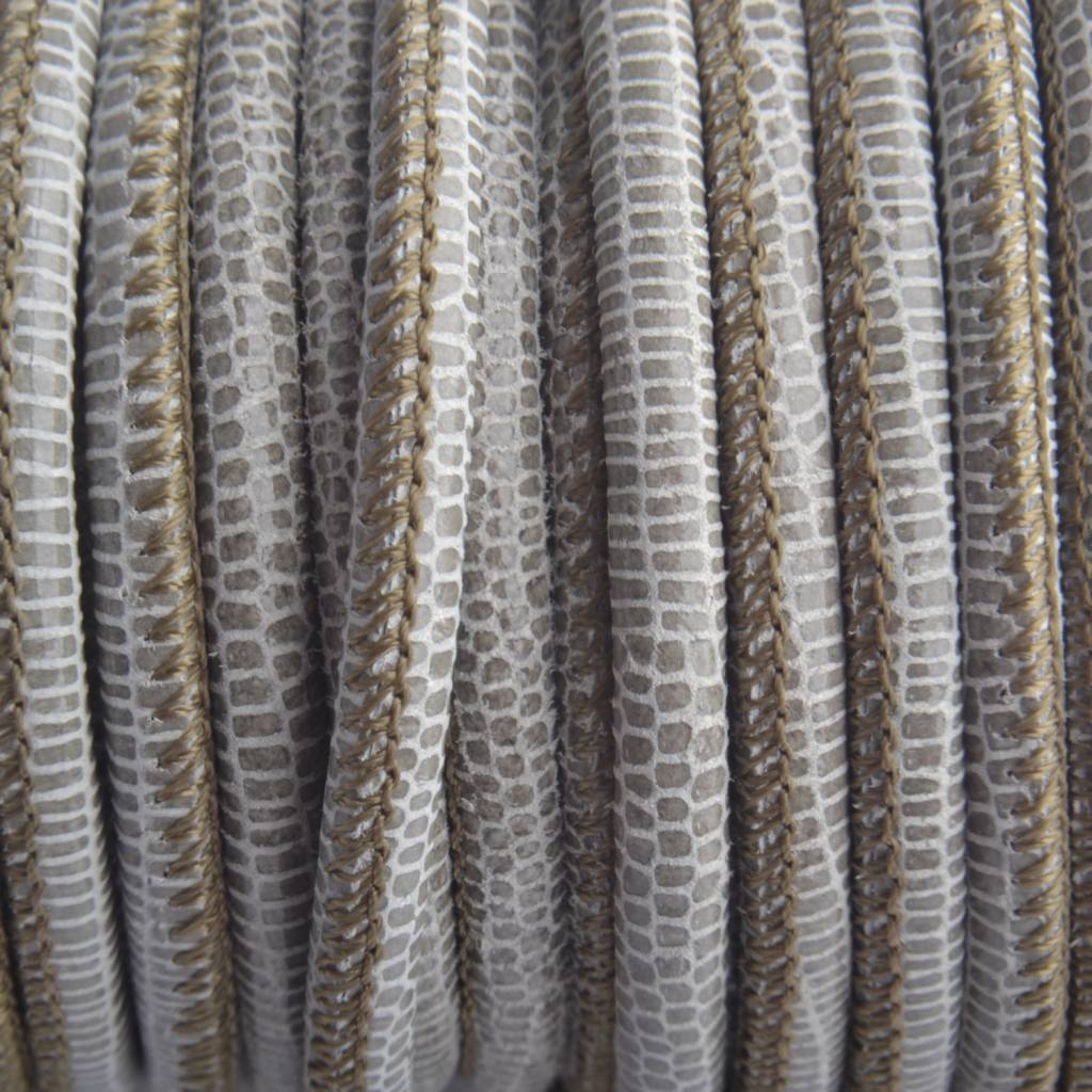 Stitched nappa leer PQ olive grey snake 4mm - prijs per cm-Kraaltjes van Renate