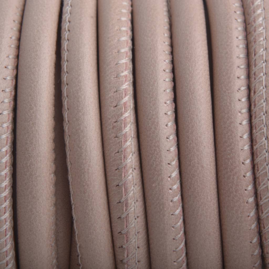 Stitched rond PQ leer Nude Pink Brown 6mm - prijs per cm-Kraaltjes van Renate