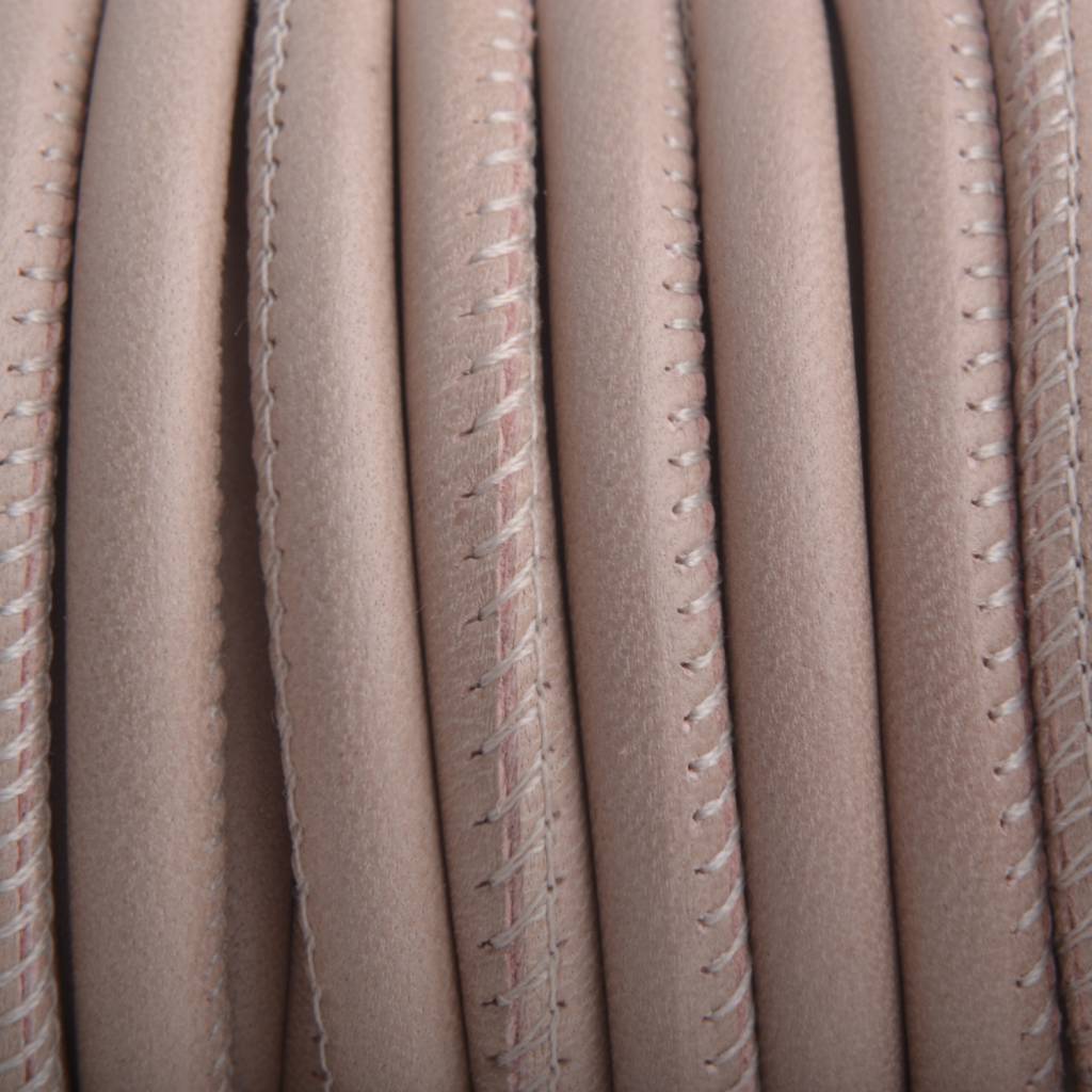 Stitched rond PQ leer Nude Pink Brown 6mm - prijs per cm-Kraaltjes van Renate