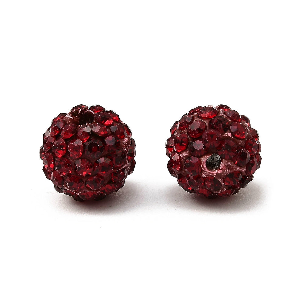 Strass Kraal Rond Donkerrood 10mm - per stuk-Kralen-Kraaltjes van Renate