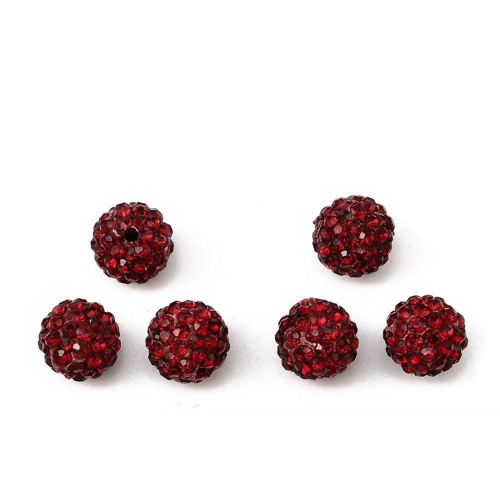 Strass Kraal Rond Donkerrood 10mm - per stuk-Kralen-Kraaltjes van Renate