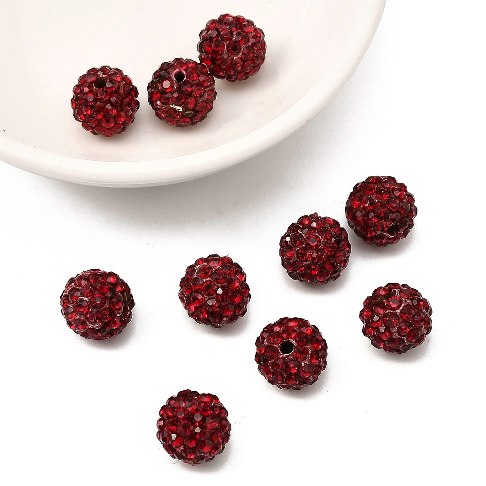 Strass Kraal Rond Donkerrood 10mm - per stuk-Kralen-Kraaltjes van Renate