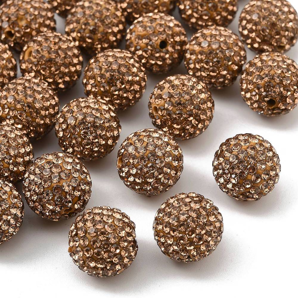 Strass Kraal Rond Karamel 14mm - per stuk-Kralen-Kraaltjes van Renate