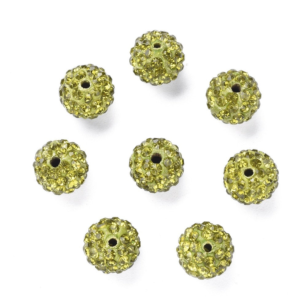 Strass Kraal Rond Olijfgroen 10mm - per stuk-Kralen-Kraaltjes van Renate