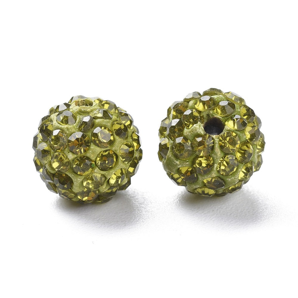 Strass Kraal Rond Olijfgroen 10mm - per stuk-Kralen-Kraaltjes van Renate
