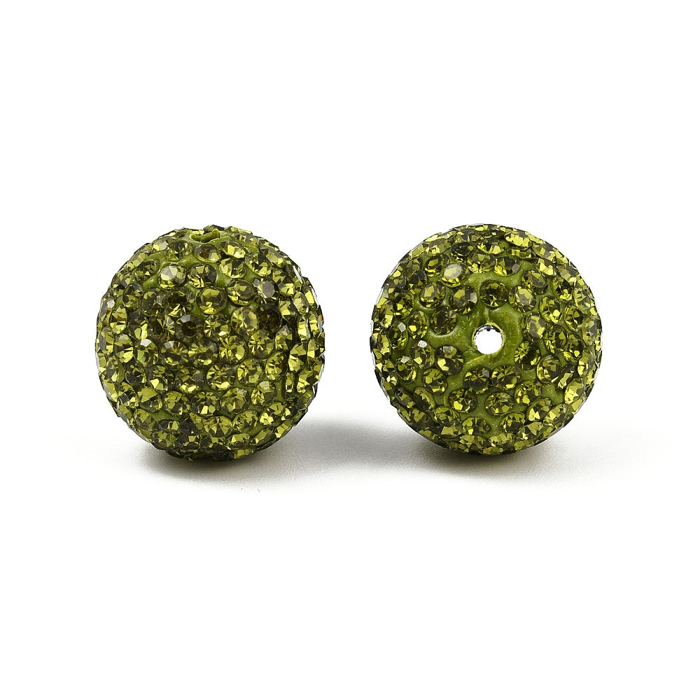 Strass Kraal Rond Olijfgroen 16mm - per stuk-Kralen-Kraaltjes van Renate