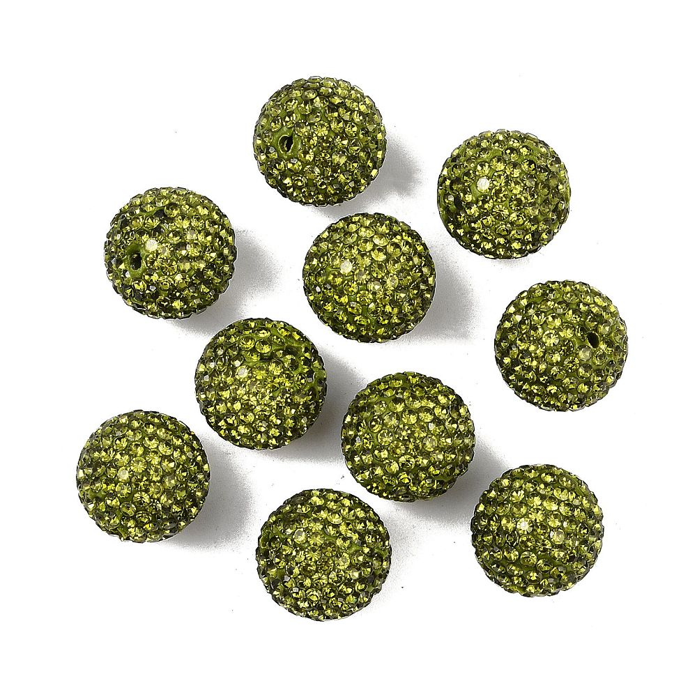 Strass Kraal Rond Olijfgroen 16mm - per stuk-Kralen-Kraaltjes van Renate