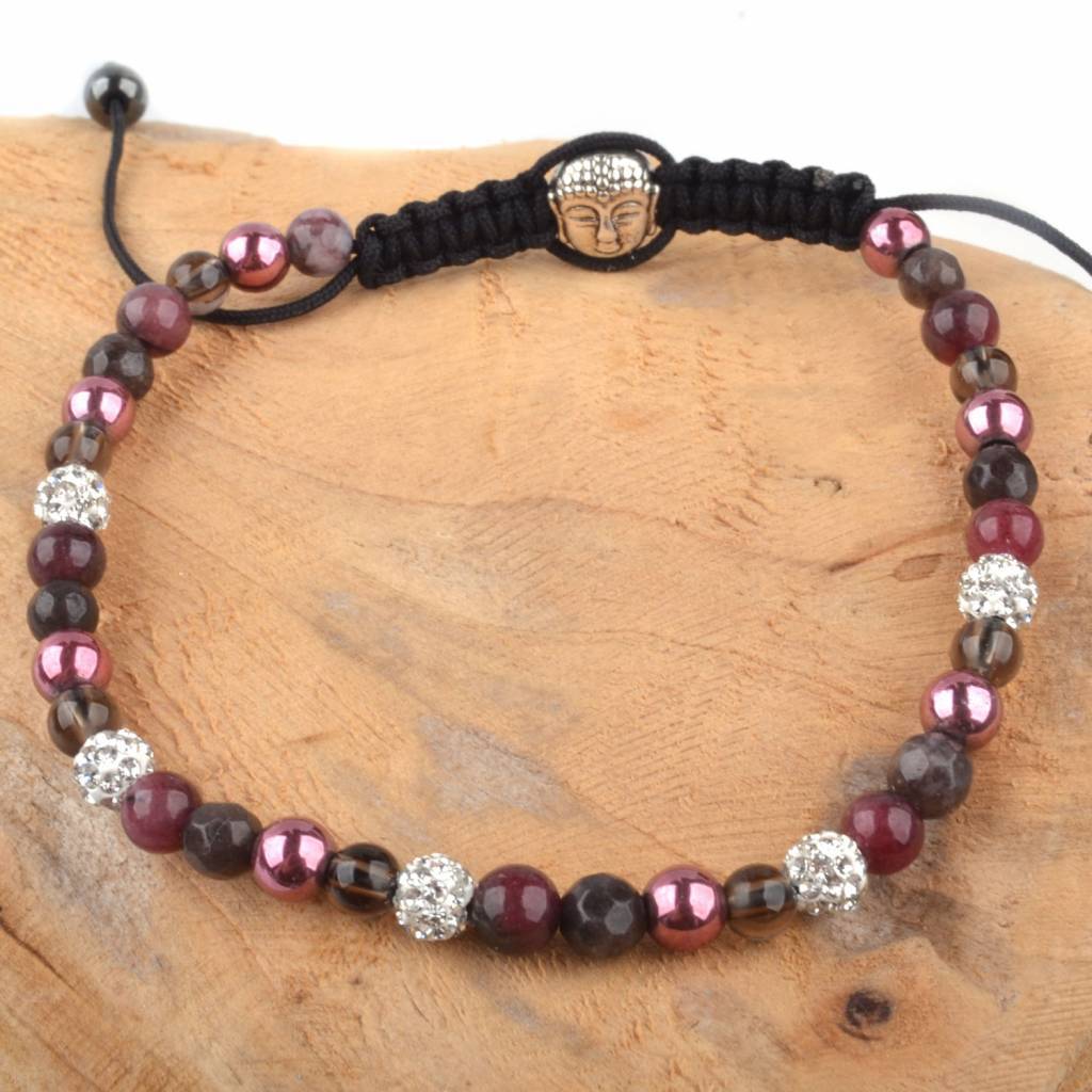 Strass & Stones armband paars wit DIY pakket-Kraaltjes van Renate