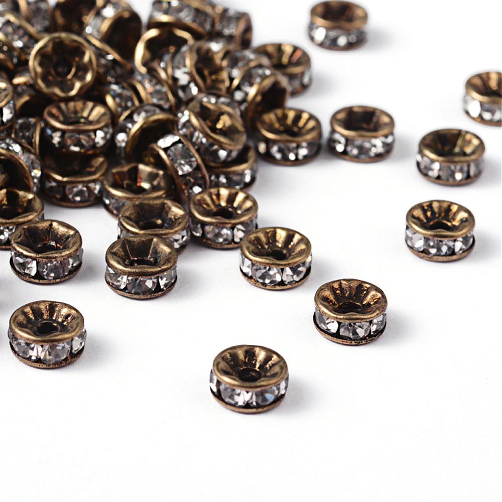 Strass rondel rhinestone bronze plated 6x3mm - per 8 stuks-Kralen-Kraaltjes van Renate