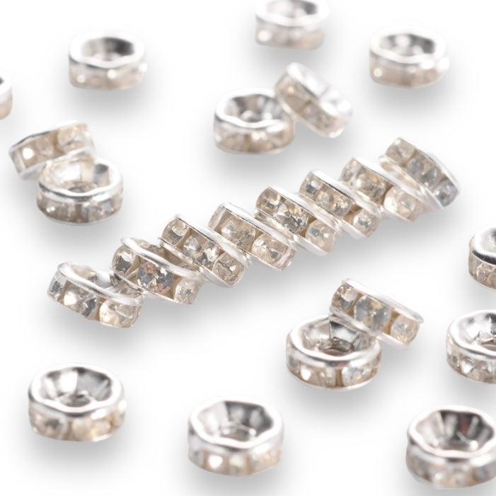 Strass rondel rhinestone budget zilver plated 6x3mm - per 20 stuks-Kralen-Kraaltjes van Renate