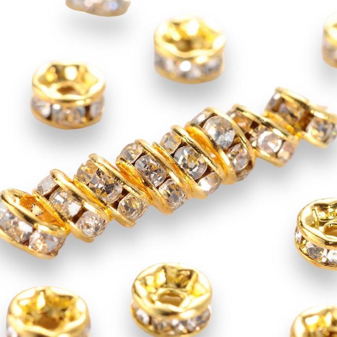Strass rondel rhinestone gold plated 4x2mm - per 8 stuks-Kralen-Kraaltjes van Renate