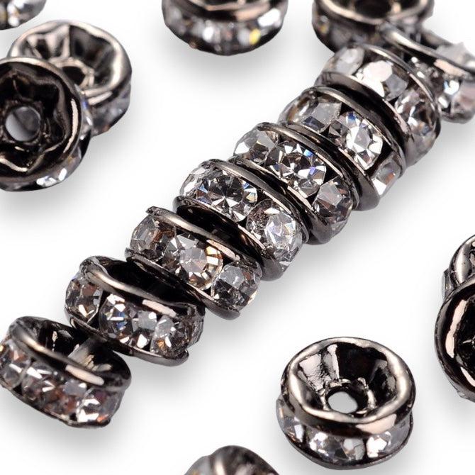 Strass rondel rhinestone platina plated 5x2,5mm - per 8 stuks-Kralen-Kraaltjes van Renate