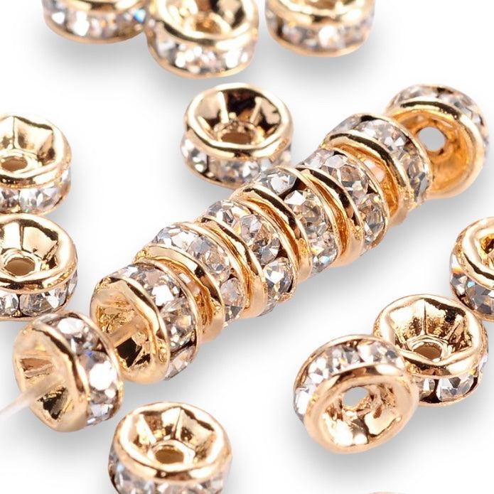 Strass rondel rhinestone rosegoud 4x2mm - per 8 stuks-Kralen-Kraaltjes van Renate