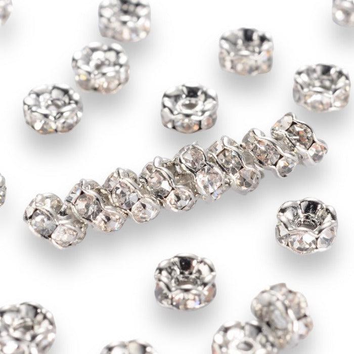 Strass rondel rhinestone wavy zilver plated 4x2mm - per 8 stuks-Kralen-Kraaltjes van Renate
