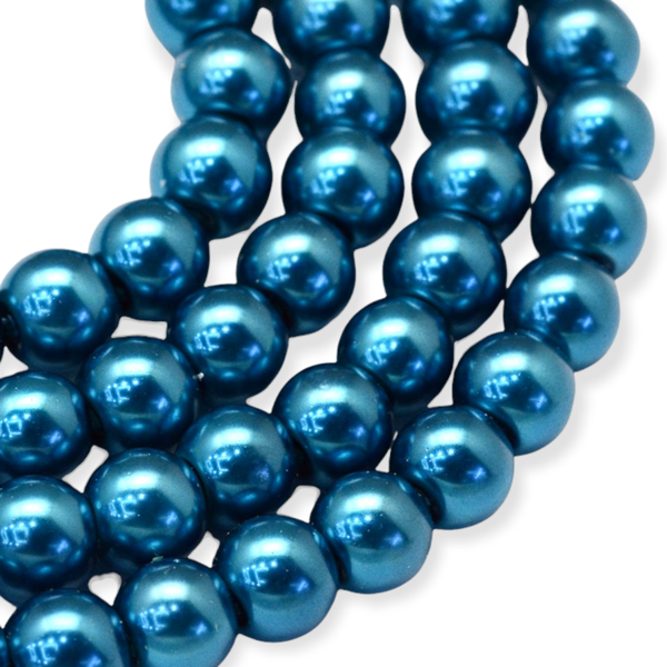Streng glas parels Petrol blauw 6mm - ±140 stuks-Kralen-Kraaltjes van Renate