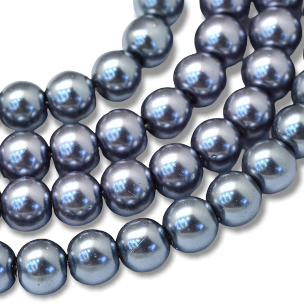 Streng glas parels Staal grijs 6mm - ±140 stuks-Kralen-Kraaltjes van Renate